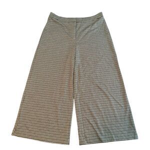 Vince Camuto Wide Leg Pants Size 10 Houndstooth Plaid  Cropped Flowy Classic